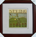 Kunstdruck - 
                            	Darstellung Frühling mit Hasen im Tulpenfeld und flegenden Drachen, als Titel Spring - H/B 45cm/45cm