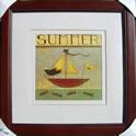 Kunstdruck - 
                            	Darstellung Sommer mit Segelboot und Fische im Wasser, als Titel Summer - H/B 45cm/45cm