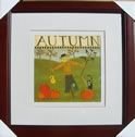 Kunstdruck - 
                            	Darstellung Herbst mit einer Vogelscheuche und Kürbise, als Titel Autumn - H/B 45cm/45cm