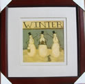 Kunstdruck - 
                            	Darstekkung Winter mit 3 Schneemänner, als Titel Winter - H/B 45cm/45cm