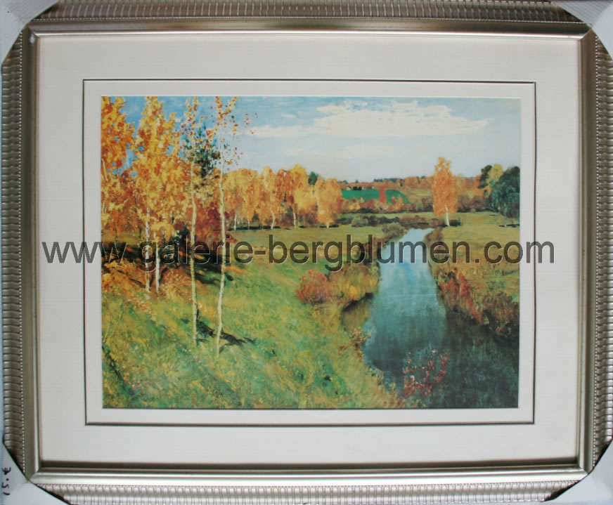 Kunstdruck - 
                                Herbstliche Flusslandschaft - H/B 46,5cm/56cm