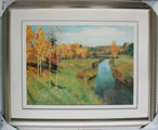 Kunstdruck - 
                            	Herbstliche Flusslandschaft - H/B 46,5cm/56cm