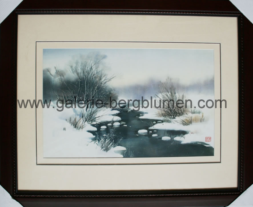 Kunstdruck - 
                                Winterliche Flusslandschaft Nr. 1 - H/B 46,5cm/56cm