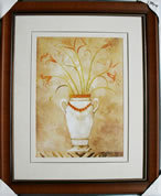 Kunstdruck - 
                            	Rote Blumen in weisroter Vase, Bild in Pastellfarben - H/B 58cm/48cm