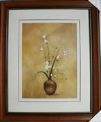 Kunstdruck - 
                            	Weise Blumengesteck in brauner Vase, Bild in Pastellfarben - H/B 58cm/48cm