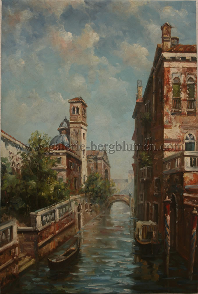 Gemälde - 
                                Venezianischer Kanal mit alten Häuser Nr. 1 - H/B 90cm/60cm