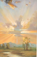 Gemälde - 
                            	Landschaft mit herrlichen Sonnenuntergang - H/B 90cm/60cm