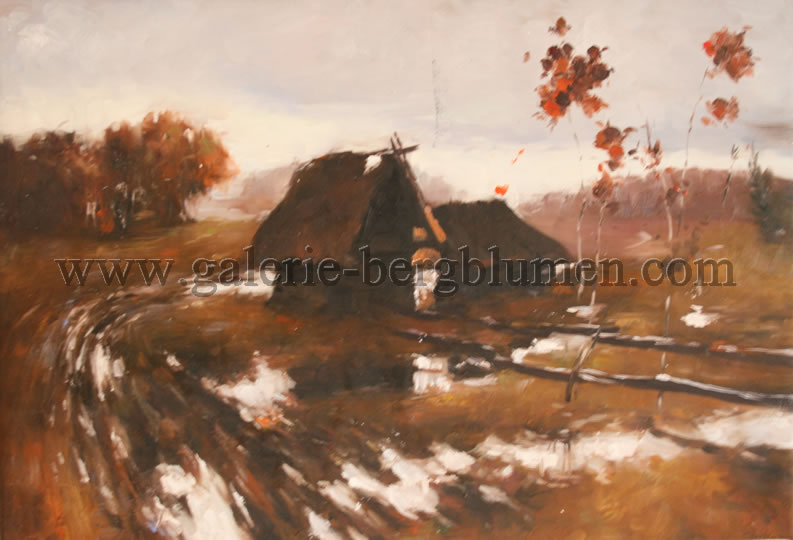 Gemälde - 
                                Bauerngehöft in Herbst - H/B 41cm/61cm