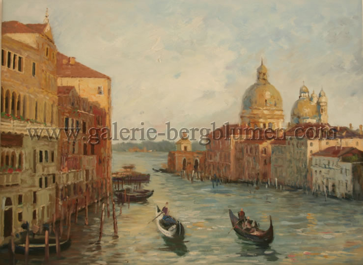Gemälde - 
                                Venezianischer Kanal mit alten Häuser Nr. 3 - H/B 30cm/41cm