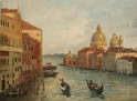 Gemälde - 
                            	Venezianischer Kanal mit alten Häuser Nr. 3 - H/B 30cm/41cm