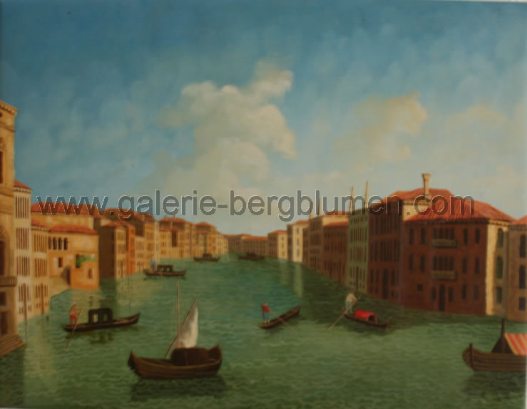Gemälde - 
                                Venezianischer Kanal mit alten Häuser Nr. 4 - H/B 31cm/40cm