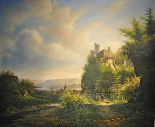 Gemälde - Landschaft mit Burg - H/B 50cm/60cm
