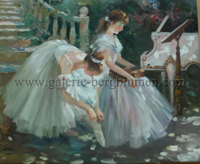 Gemälde - 
                                Ballerina und Pianistin - H/B 49cm/60cm