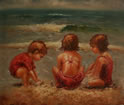 Gemälde - Drei Kinder am Meer spielen Nr. 1 - H/B 50cmx60cm