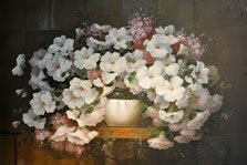 Gemälde - 
                            	Weise Feldblumen in weiser Vase - H/B 60cm/90cm