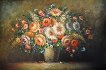Gemälde - 
                            	Sonner Blumenstrau in einfacher Vase - H/B 60cm/90cm