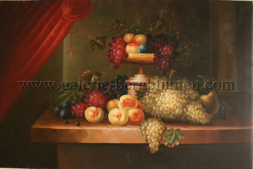 Gemälde - 
                                Tisch mit viel Obst beladen - H/B 60cm/90cm