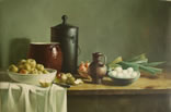 Gemälde - 
                            	Obst und Gemüse auf Zubereitungstisch - H/B 60cm/90cm