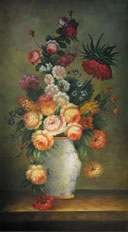 Gemälde - Blumenstrauß in weißer Vase - H/B 90cm/50cm