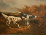 Gemälde - 2 Jagdhunde zeigen auf Beute - H/B 30cm/40cm