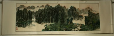 Chinesische Tuschemalerei - 
                            	Rollbild Pfingstrosen Nr. 1 - H/B ##cm/##cm